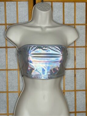 Iridescent cropped tube top